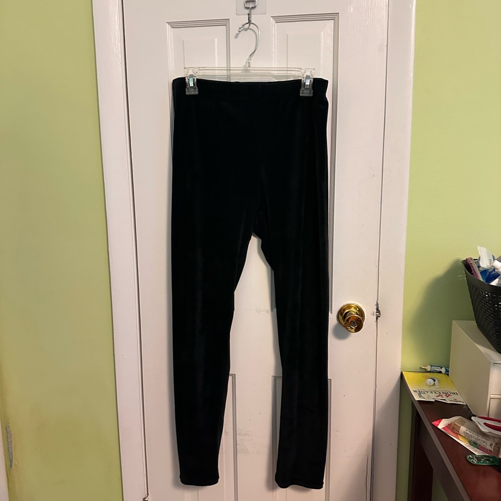 Black velvet leggings